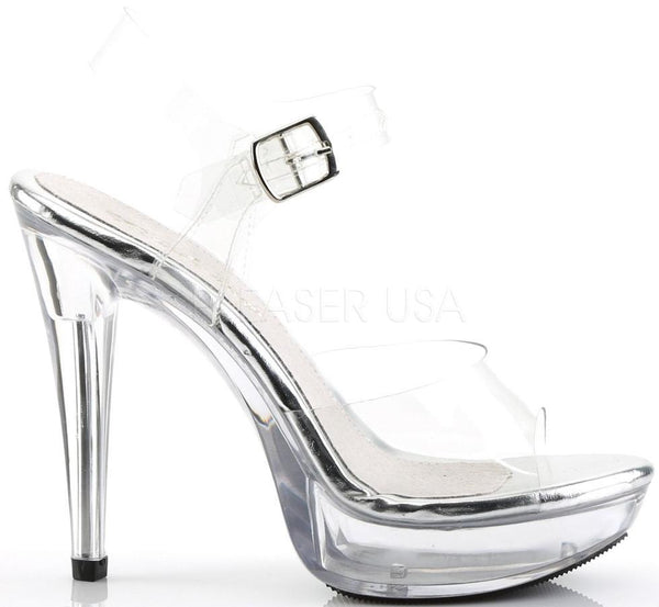 5" (12.7cm) Heel Sandal,  with a clear Ankle Strap and a 1" (2.5cm) Platform Rise