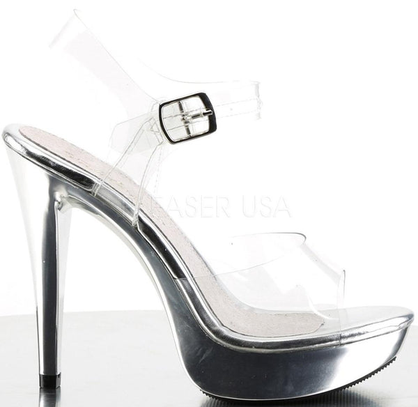 5" (12.7cm) Heel Sandal,  with a clear Ankle Strap and a 1" (2.5cm) Platform Rise