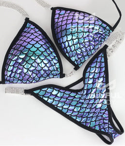 Mermaid Print NPC/IFBB/WBFF Practice Posing Competition Suit - Bikini Bottom